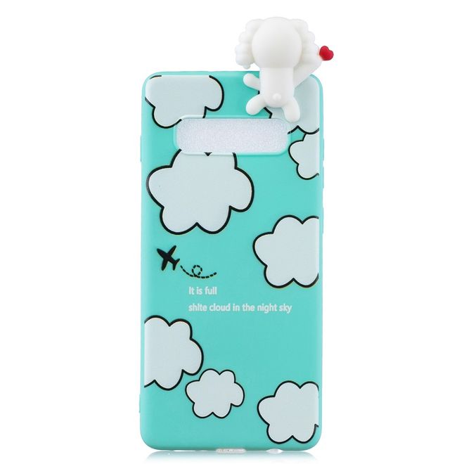 Samsung Galaxy S10 Plus Hülle - Softcase aus TPU mit Figürchen - weisse Wolken