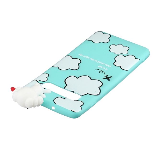 Samsung Galaxy S10 Plus Hülle - Softcase aus TPU mit Figürchen - weisse Wolken