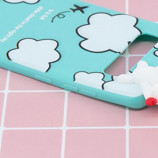 Samsung Galaxy S10 Plus Hülle - Softcase aus TPU mit Figürchen - weisse Wolken