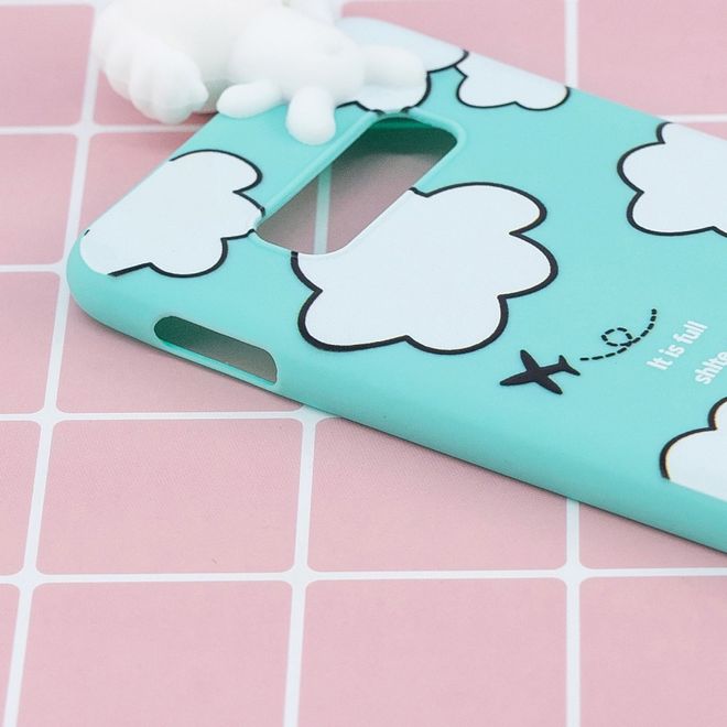 Samsung Galaxy S10e Hülle - Softcase aus TPU mit Figürchen - weisse Wolken