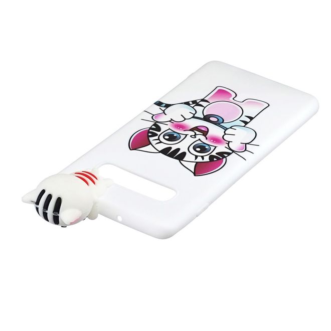 Samsung Galaxy S10 Hülle - Softcase aus TPU mit Figürchen - weisses Kätzchen