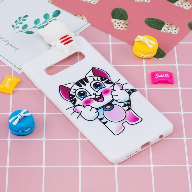 Samsung Galaxy S10 Hülle - Softcase aus TPU mit Figürchen - weisses Kätzchen