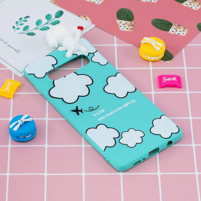 Samsung Galaxy S10 Hülle - Softcase aus TPU mit Figürchen - weisse Wolken