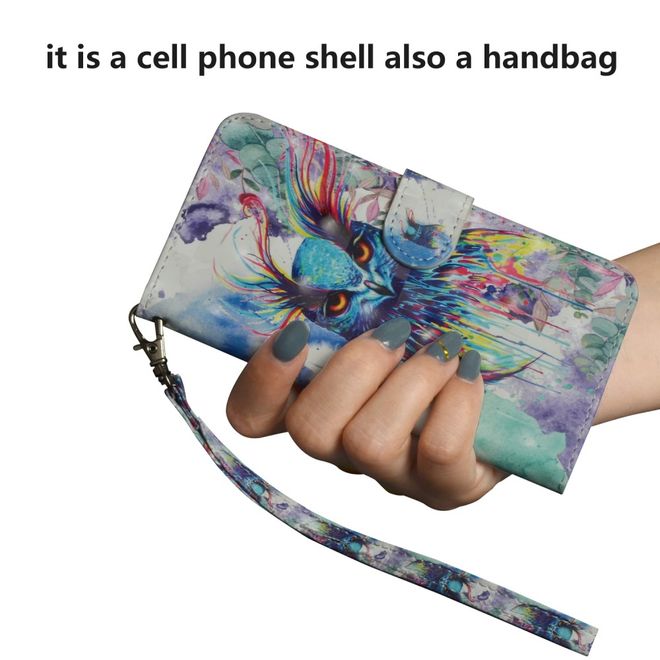 Sony Xperia 10 Plus Hülle - Case aus Leder - farbige Eule