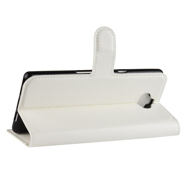 Sony Xperia 10 Plus Handy Hülle - Litchi Leder Bookcover Series - weiss