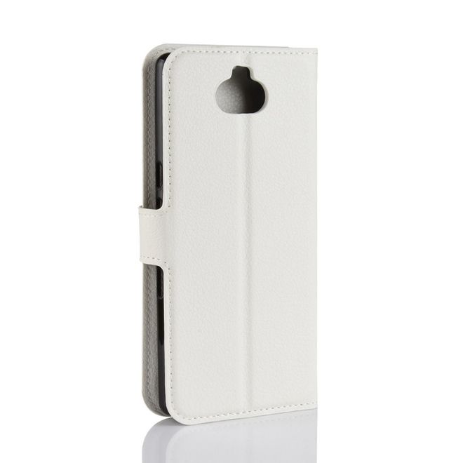 Sony Xperia 10 Plus Handy Hülle - Litchi Leder Bookcover Series - weiss