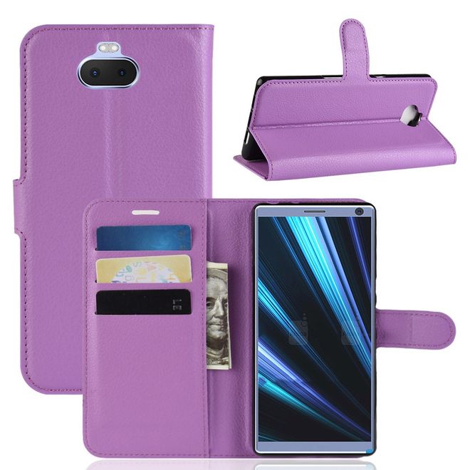 Sony Xperia 10 Plus Handy Hülle - Litchi Leder Bookcover Series - purpur
