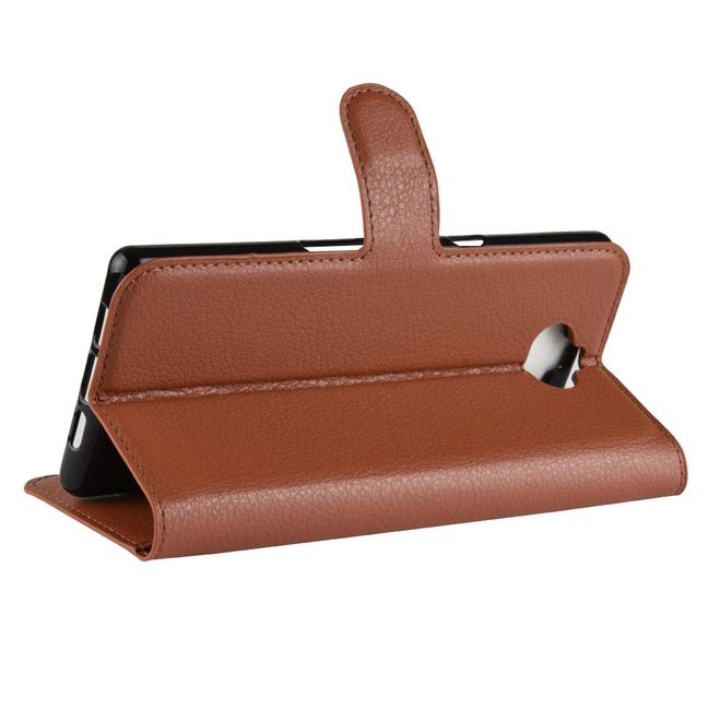 Sony Xperia 10 Plus Handy Hülle - Litchi Leder Bookcover Series - braun