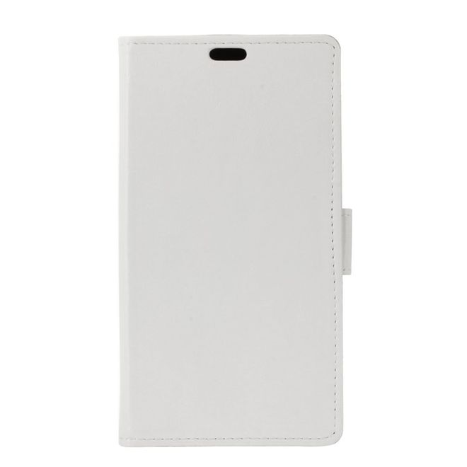 Étui pour LG G7 Fit - Collection Crazy Horse Leather Bookcover - Blanc