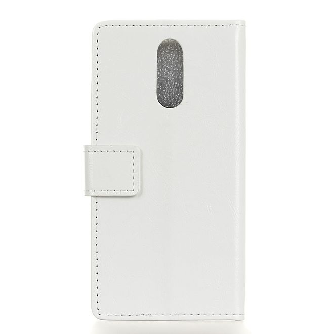 Étui pour LG G7 Fit - Collection Crazy Horse Leather Bookcover - Blanc