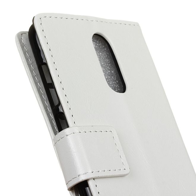 Étui pour LG G7 Fit - Collection Crazy Horse Leather Bookcover - Blanc