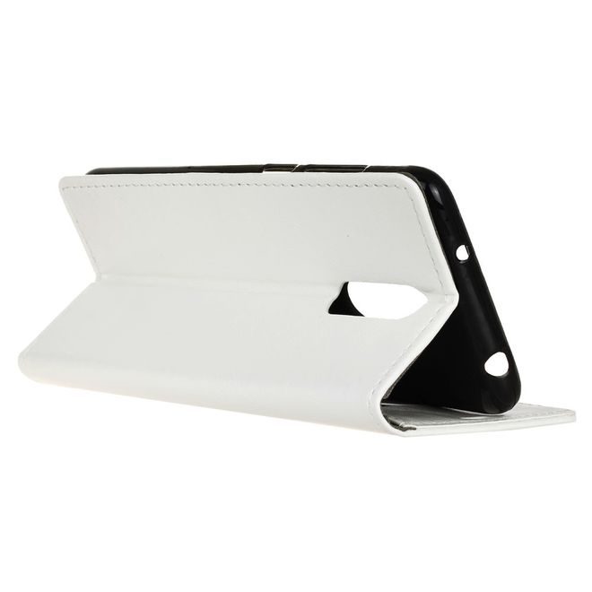 Étui pour LG G7 Fit - Collection Crazy Horse Leather Bookcover - Blanc