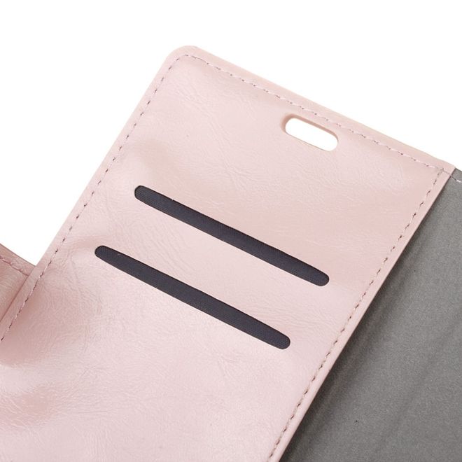 Étui pour LG G7 Fit - Collection Crazy Horse Leather Bookcover - Rose