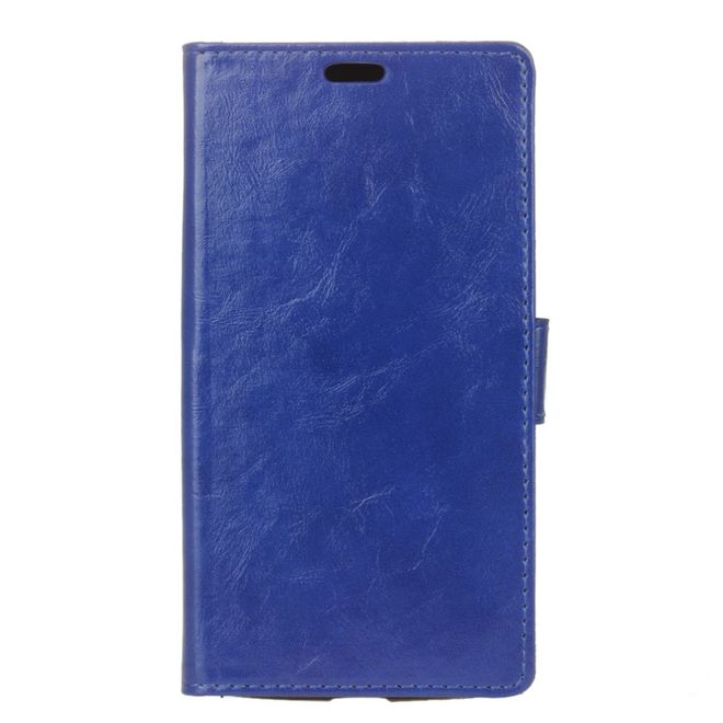 Étui pour LG G7 Fit - Collection Crazy Horse Leather Bookcover - Bleu