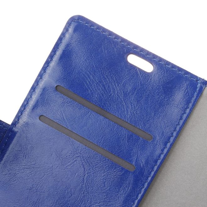 Étui pour LG G7 Fit - Collection Crazy Horse Leather Bookcover - Bleu