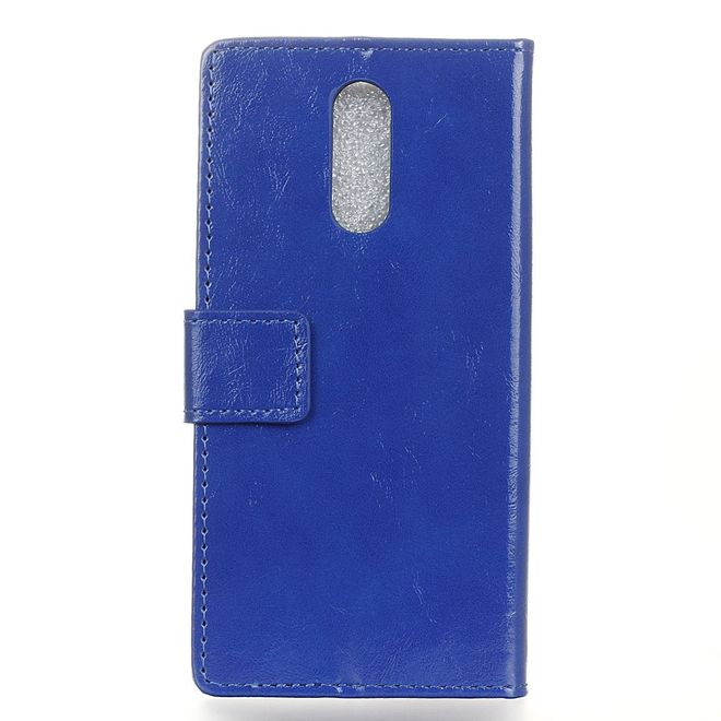 Étui pour LG G7 Fit - Collection Crazy Horse Leather Bookcover - Bleu