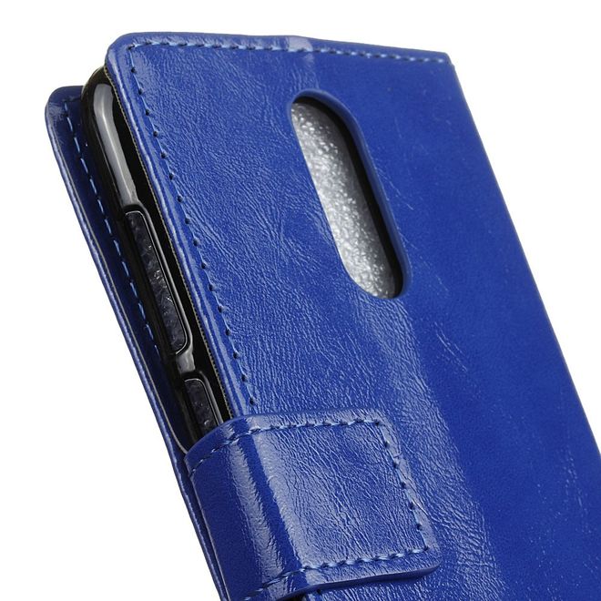 Étui pour LG G7 Fit - Collection Crazy Horse Leather Bookcover - Bleu