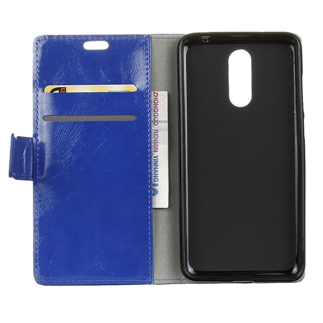 Étui pour LG G7 Fit - Collection Crazy Horse Leather Bookcover - Bleu