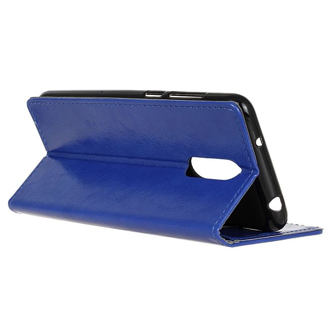 Étui pour LG G7 Fit - Collection Crazy Horse Leather Bookcover - Bleu