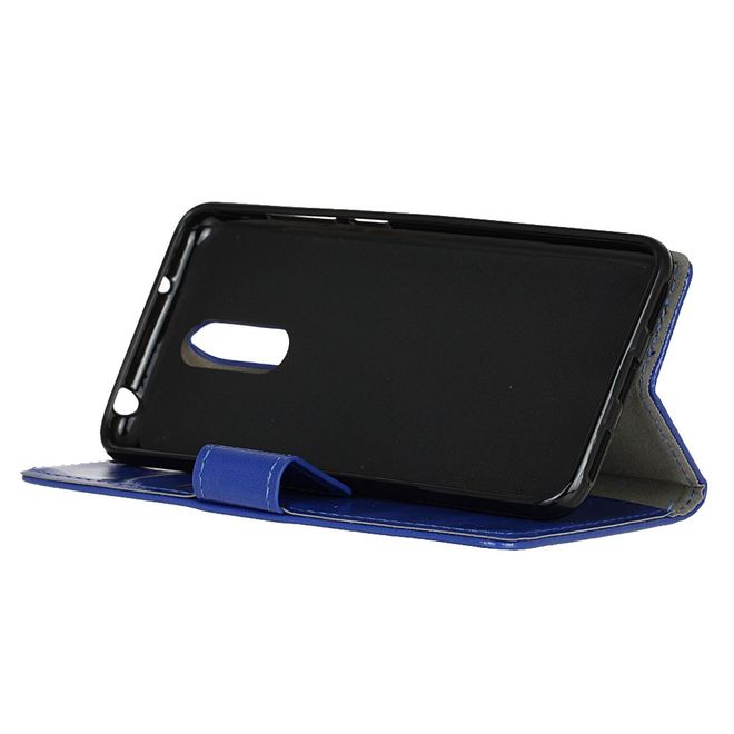 Étui pour LG G7 Fit - Collection Crazy Horse Leather Bookcover - Bleu