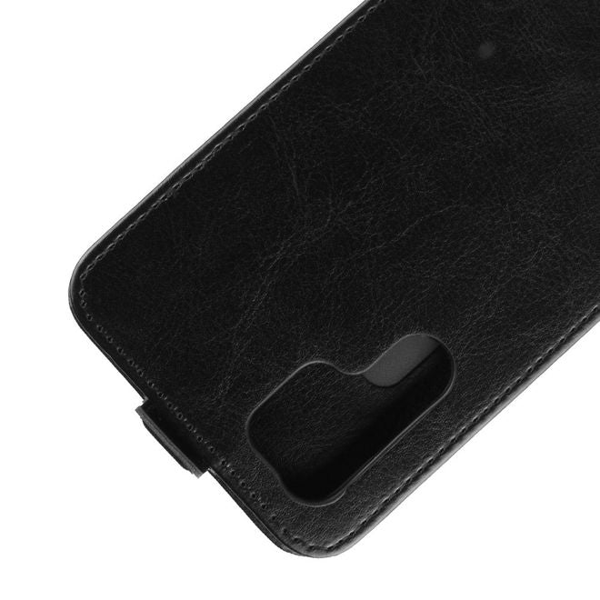 Huawei P30 Pro Handyhülle - Crazy Horse Leder Flipcase - vertikal - schwarz