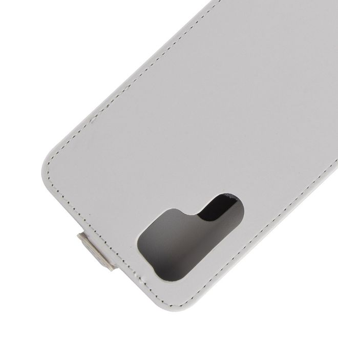 Huawei P30 Pro Handyhülle - Crazy Horse Leder Flipcase - vertikal - weiss
