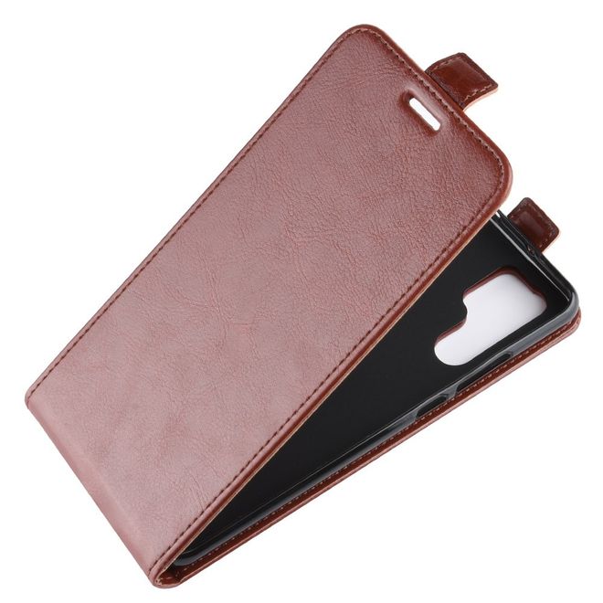 Huawei P30 Pro Handyhülle - Crazy Horse Leder Flipcase - vertikal - braun