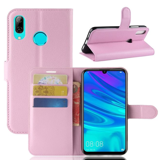 Huawei P30 Lite / P30 Lite New Edition Handy Hülle - Litchi Leder Bookcover Series - pink