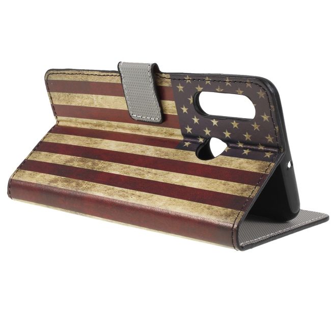 Huawei P30 Lite / P30 Lite New Edition Handy Hülle - Leder Bookcover Image Series - Retro USA Flagge