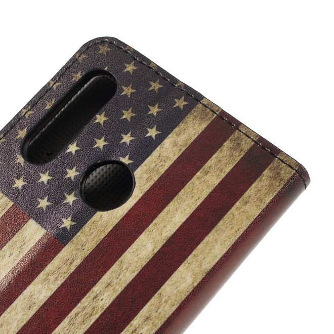 Huawei P30 Lite / P30 Lite New Edition Handy Hülle - Leder Bookcover Image Series - Retro USA Flagge
