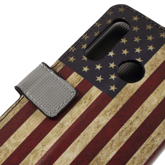 Huawei P30 Lite / P30 Lite New Edition Handy Hülle - Leder Bookcover Image Series - Retro USA Flagge