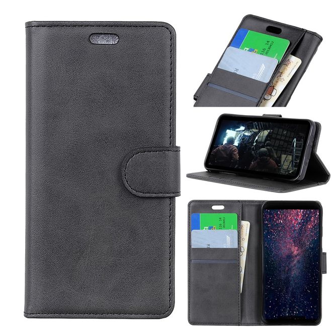 Motorola Moto G7 Play Handy Hülle - Classic IV Leder Bookcover Series - schwarz