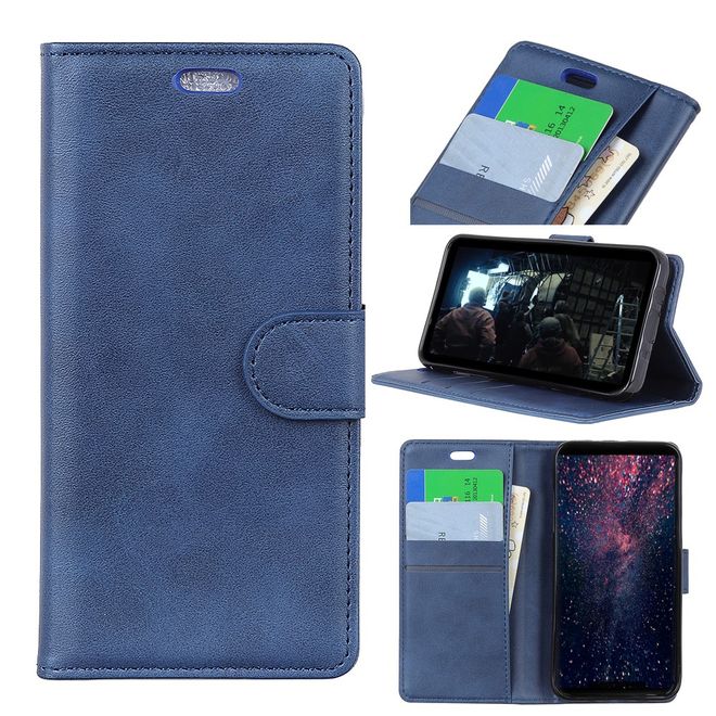 Motorola Moto G7 Play Handy Hülle - Classic IV Leder Bookcover Series - blau