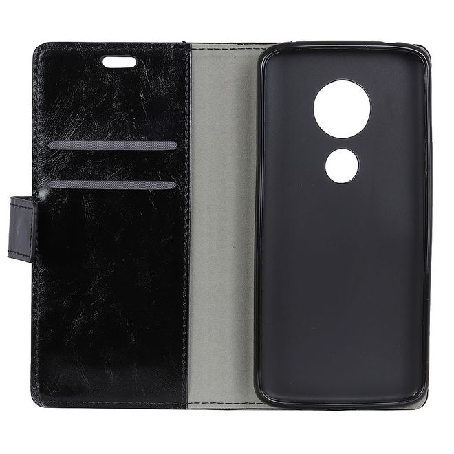 Motorola Moto G7 Play Handyhülle - Crazy Horse Leder Bookcover Series - schwarz