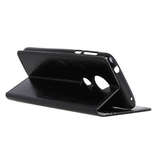 Motorola Moto G7 Play Handyhülle - Crazy Horse Leder Bookcover Series - schwarz