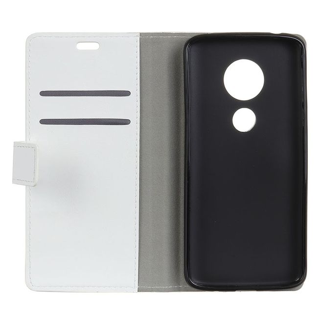 Motorola Moto G7 Play Handyhülle - Crazy Horse Leder Bookcover Series - weiss