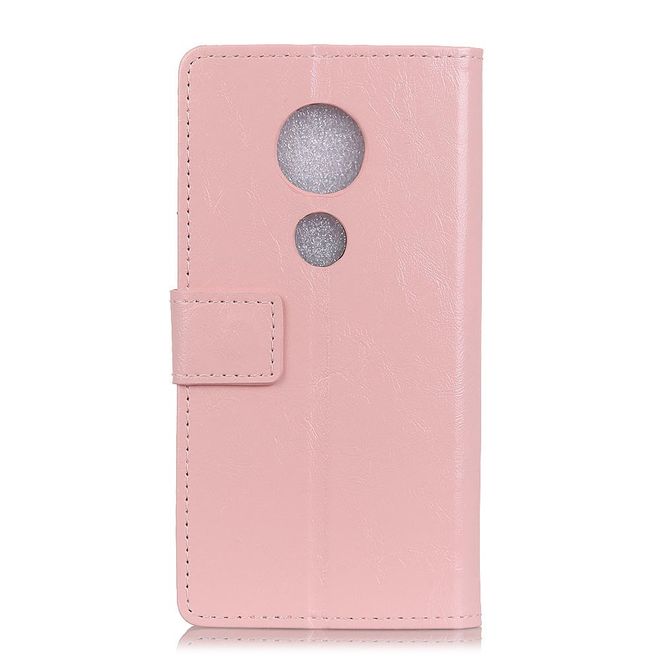 Motorola Moto G7 Play Handyhülle - Crazy Horse Leder Bookcover Series - pink