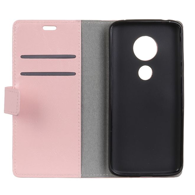 Motorola Moto G7 Play Handyhülle - Crazy Horse Leder Bookcover Series - pink