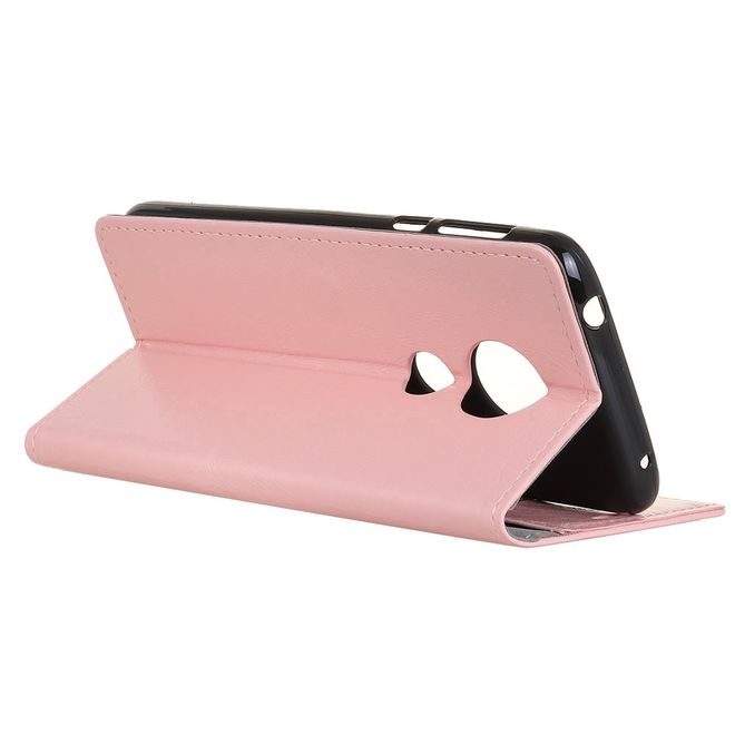 Motorola Moto G7 Play Handyhülle - Crazy Horse Leder Bookcover Series - pink