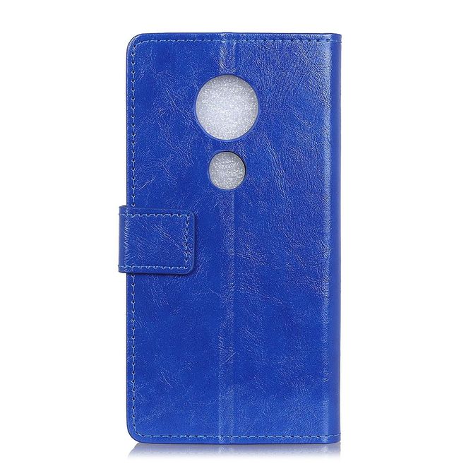 Motorola Moto G7 Play Handyhülle - Crazy Horse Leder Bookcover Series - blau