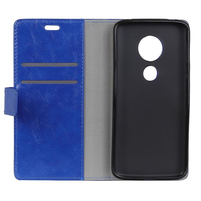 Motorola Moto G7 Play Handyhülle - Crazy Horse Leder Bookcover Series - blau