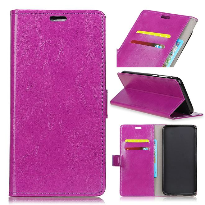 Motorola Moto G7 Play Handyhülle - Crazy Horse Leder Bookcover Series - purpur
