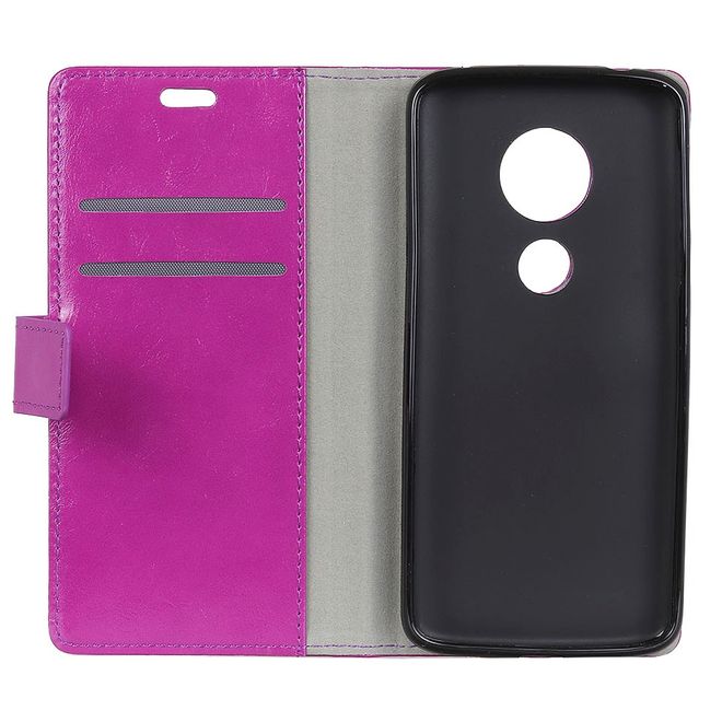 Motorola Moto G7 Play Handyhülle - Crazy Horse Leder Bookcover Series - purpur