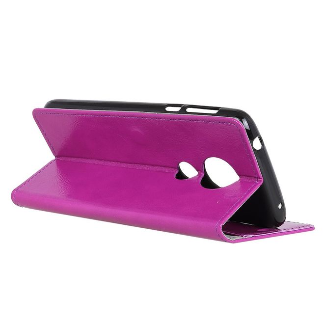 Motorola Moto G7 Play Handyhülle - Crazy Horse Leder Bookcover Series - purpur