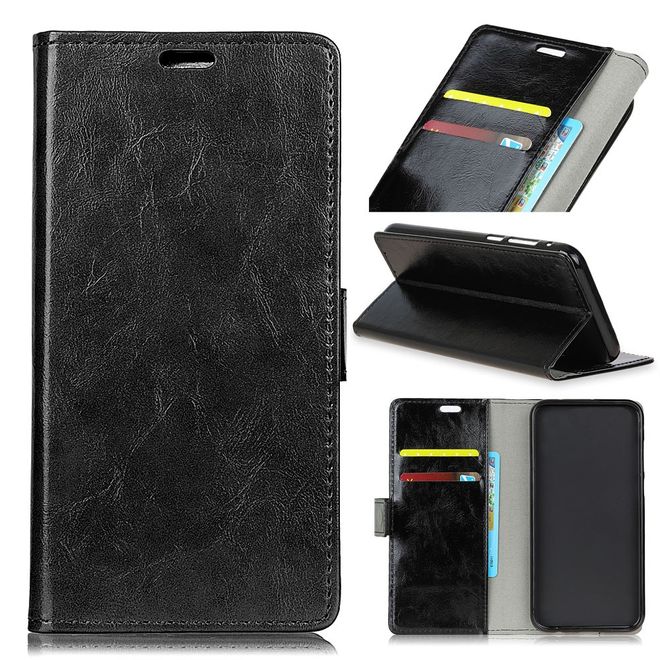 Motorola Moto G7 Power Handyhülle - Crazy Horse Leder Bookcover Series - schwarz
