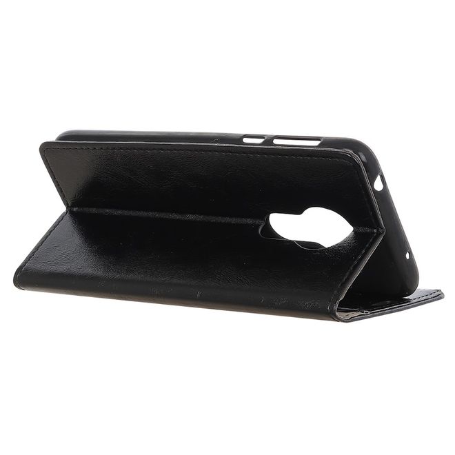 Motorola Moto G7 Power Handyhülle - Crazy Horse Leder Bookcover Series - schwarz