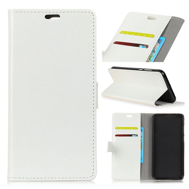 Motorola Moto G7 Power Handyhülle - Crazy Horse Leder Bookcover Series - weiss