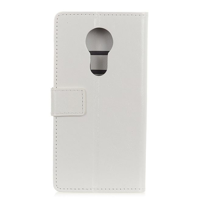 Motorola Moto G7 Power Handyhülle - Crazy Horse Leder Bookcover Series - weiss