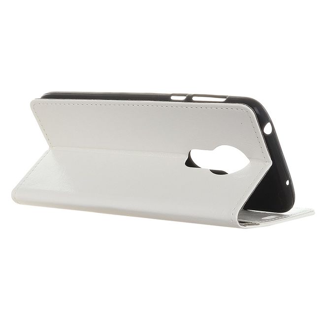 Motorola Moto G7 Power Handyhülle - Crazy Horse Leder Bookcover Series - weiss