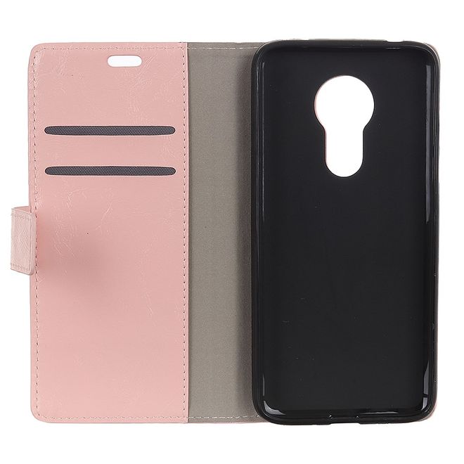 Motorola Moto G7 Power Handyhülle - Crazy Horse Leder Bookcover Series - pink